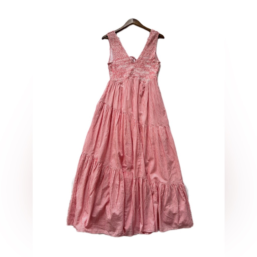 Free People Juno Smocked Tiered Maxi Dress Sz Xs Bohemian Flare Stripe Dress - Picture 2 of 16